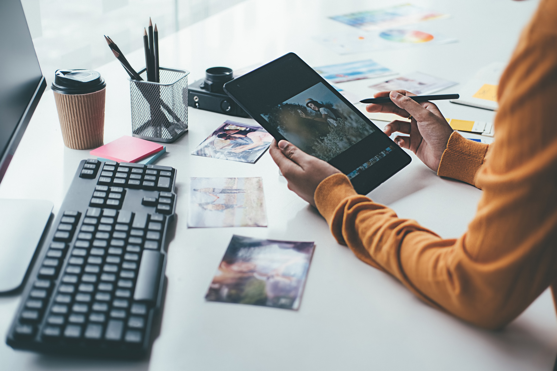 Advertising Agency Designer Watching Video on a Tablet